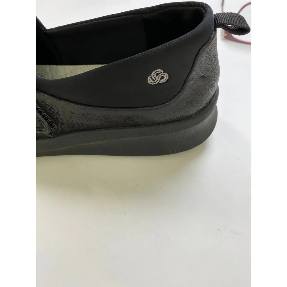 Clarks Cloudsteppers Sillian 2.0 Ease Black Loafer Wedge Heel Comfort Womens 9.5
